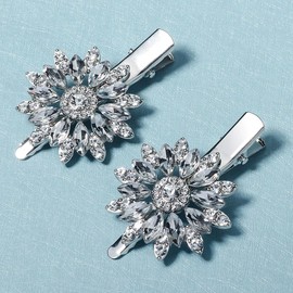 BERYUAN Elegant Rhinestone Hair Clips Crystal Rhinestone Wedding Headpiece Large Rhinestone Hair Barrettes Wedding Hair Accessories for Women (2pcs)