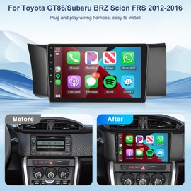 2+64G for Toyota GT86/Subaru BRZ Scion FRS 2012-2016 Car Radio with Wireless Carplay/Android Auto,Android Car Stereo 9“ Touch Screen 28UI GPS WiFi Bluetooth FM/RDS Mirror Link SWC+Backup Camera&Mic
