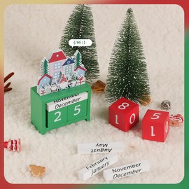 Christmas Countdown Calendar Wooden Block Desktop Calendar Home Office Decoration Calendar Decoration Gift Christmas Calendar (Grey)