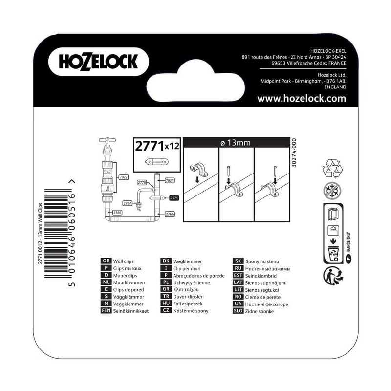 Hozelock Wall Clip 13MM Irrigation Garden Outdoor Garden