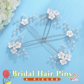 JONKY Flower Bride Wedding Hair Pins Silver Baby Breath Hair Piece Bridal Hair Accessories for Women