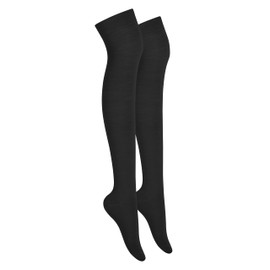 MOLLY MALOU Ladies Girls Women Over The Knee Plain Socks Comfortable Cotton Rich UK Size 4-6.5 (Black)