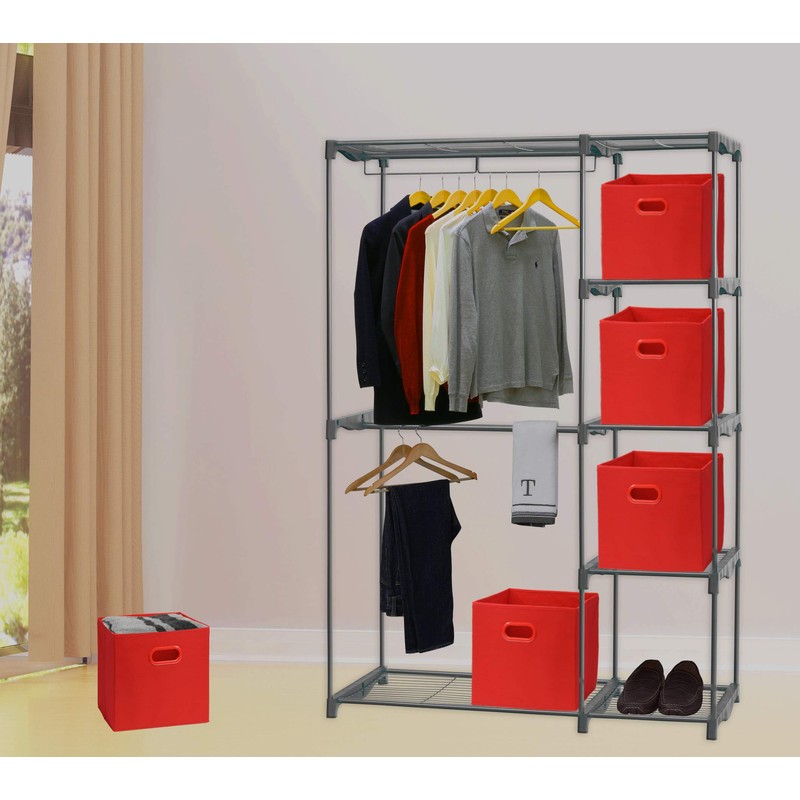 6 Pack - SimpleHouseware Foldable Cube Storage Bin with Handle,