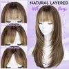 Eawwii Wig with Bangs for Women,Brown Blonde Synthetic 4x4 Scalp