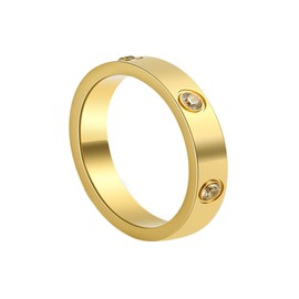 QXXPVV Love Friendship 18K Gold Plated Rings for Women Cubic Zirconia Stainless Steel Promise Friendship Ring Wedding Band Jewelry Birthday Gifts for Women Girlfriend(Gold 9 M)