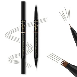 Eyebrow Pencil Golden Brown – Dual-Ended Eyebrow Pencil, Microblading Pen with Brush & Fork Tip, Waterproof, Long-Lasting, Hair-Like Strokes