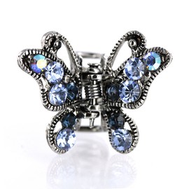 Small Decorative Hair Jaw Clips Vintage Butterfly Rhinestone Crystal Hair Claw Clips, Set of 2, Blue
