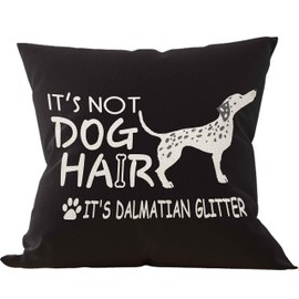 It's Not Dog Hair It's Great Dalmatian Throw Pillow Case, Dog Lover Gifts, Dalmatian Lover Gifts, Dalmatian Mom Gifts, 18 x 18 Inch Dalmatian Decorative Linen Cushion Cover for Sofa Couch Bed, Flaxen