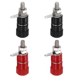 sourcing map 4 Pcs Banana Jack, 5A 4 x 4mm Panel Mount Banana Female Panel Socket Jack, 4mm Binding Post Adapter for Banana Plug Connectors, Red&Black