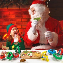 Christmas cookie cutters, Christmas cookie cutter, set of 10, including Christmas tree, gingerbread man, snowflake, for baking with children