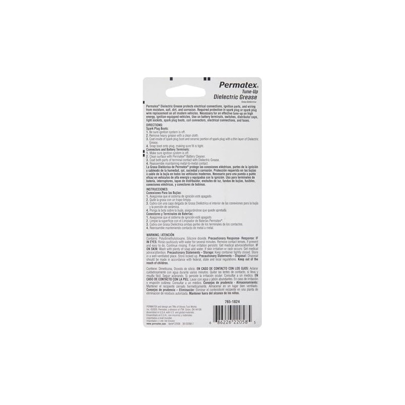 Permatex Grasa Dieléctrica, Transparente, 3 Oz