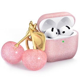 CAGOS for AirPods 4 Case with Cherry Keychain, Soft Silicone Protective Case for AirPods 4th Generation (2024) Case for Women Girls, AirPod 4 Case Accessories with Keychain, Rose Pink