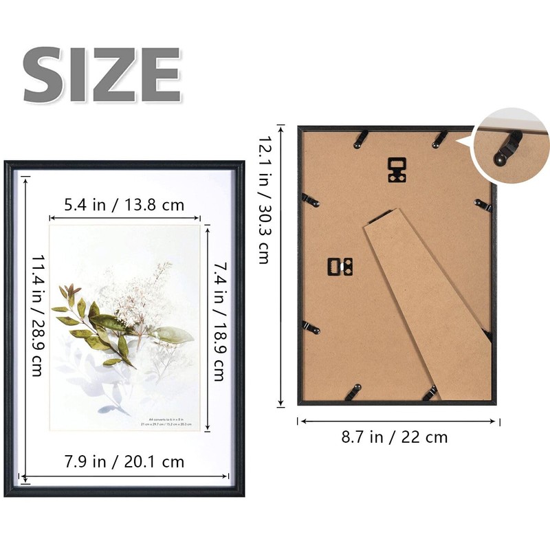 Baoee Black Wooden A4 Frames, Picture Frames Set of 2,Poster