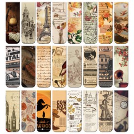 YJSPARKK 24 Pack Magnetic Bookmark,Vintage 2.4” Book Mark,Page Markers with Magnet Reading Clip,Bookmarks for Boys Teen Book Lovers Students Teachers Office School Supplies