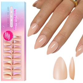 Sxvme Uñas Postizas De Gel En Forma De Almendra Cortas, Uñas Postizas De Gel Suaves, 300 Unidades, Precoloreadas, Naturales, Nude, Uñas Postizas De Gel En Forma De A Almendra Corta Desnuda 0,3 Onzas