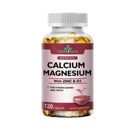 Extra Strength Calcium 1000mg + Magnesium 400mg + D3 + Zinc, Complex Supplement for Bone and Immune Health. 120 SoftGels, 60 Day Supply