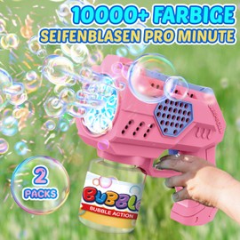 Eaglestone 2 Pack Automatic Bubble Guns for Kids with LED Light, Includes 2 Bottles of Bubble Solution & 20 Concentrates, Ideal for Parties, Outdoors, Birthdays & Fun