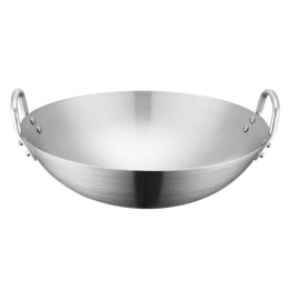 lxkj 13 Inch Stainless Steel Wok, Double Ear Stainless Steel Wok, Multifunctional Wok, Suitable for Gas Stoves, Dishwashers, and Oven Grills.