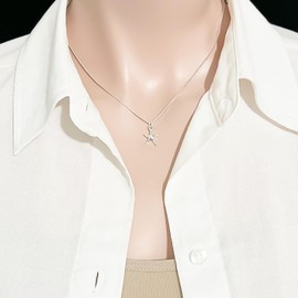 Sterling Silver Starfish Necklace, Tiny Plain Starfish Necklace for Women, 18 Inches