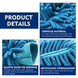 Anyhut 1 PC Chenille Microfiber Car Wash Mitt, Scratch-Free, Ultra Absorbent (7.48"×10.24", Blue)