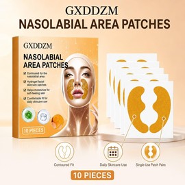 Parches faciales for el área nasolabial GXDDZM, 10 piezas, 5 pares Parches faciales contorneados de un solo uso for la zona nasolabial; Incluye 5 pares montados individualmente for uso diario