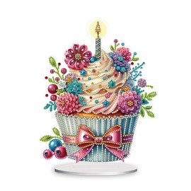 ARTopet DIY Diamond Desktop Ornament Love Cupcake Acrylic Special Shaped Crystal Diamond Art Painting Tabletop Ornaments Single Sided Diamond for Home Decor