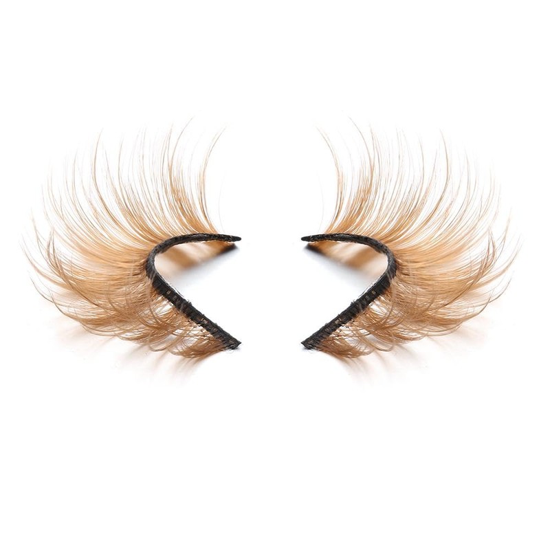 False Eyelashes 10 Pairs Brown Natural Eyelashes Fluffy Cat Eye