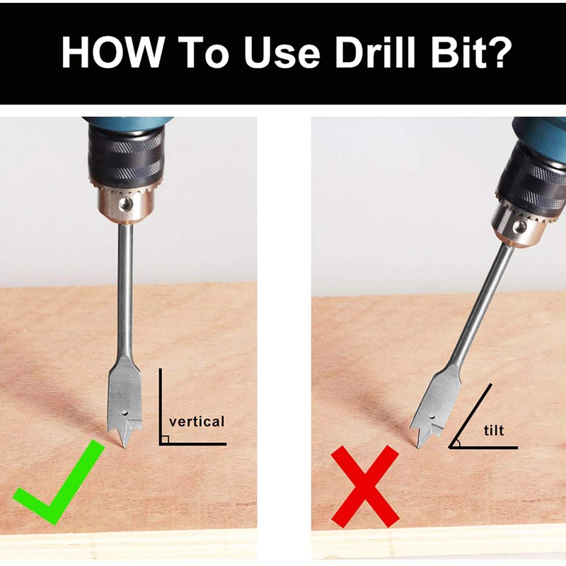 HCS Wood Flat Bits Spade Drilling Drill Bit Set with