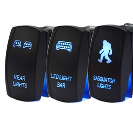 Dasen Rocker Switch 3PCS Laser Sasquatch & Rear & LED Lights Toggle Switch Blue Compatible with ATV UTV SUV