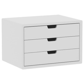 LitaEther Desk Organizer with 3 Drawers, ALEX Drawer Unit, Chic White Wood Cosmetic Makeup Organizer for Office Vanity Tabletop Storage 13.8"X 9"X10.2"