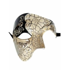 Elegance Mask Men's Phantom Music Black Silver Large Mardi Gras Masquerade Elegance Mask