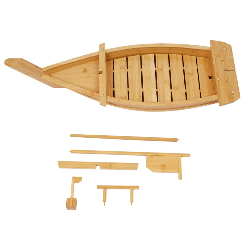 Sushi Boat Serving Tray, 31.5 Inch Large Size Bamboo Sushi