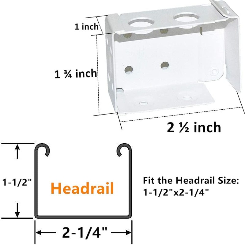 Box Mounting Bracket for Low Profile Blinds 2inch White Color