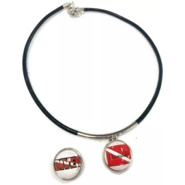 Undisclosed SCUBA Divemaster Diver Flag and DIVER 18" Necklace with 2 18MM - 20MM Snap Jewel