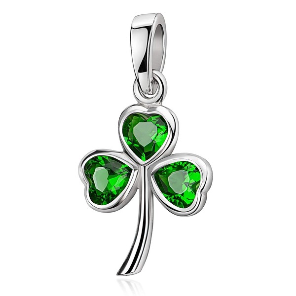 Materia Clover Pendant Silver 925 – Lucky Charm Pendant Zirconia