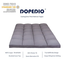 DOPEDIO Mattress Topper Super Queen,Extra Thick Mattress Pad,Cooling Mattress Topper Pillow Top Breathable Soft with 8"-21" Deep Pocket Down Alternative Fill (66x80 Inches, Grey)
