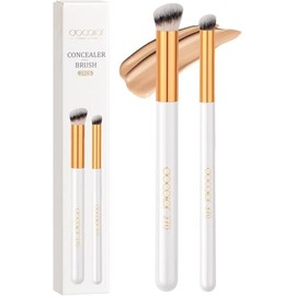 docolor Set de Brochas Correctoras 2PZ Anguladas Pequeñas para Ojos, Nariz y Contorno, Punta Plana Tipo Kabuki para Corregir, Difuminar y Sellar, Acabado Profesional