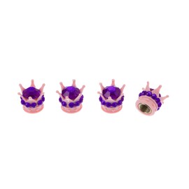 HEROFFIX 4 Pcs Decorative Tire Valve Stem Caps 15mm Tyre Valve Dust Covers for Most Cars Truck Pink Purple ABS Copper
