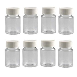 Happyupcity 12PCS 50ml/1.7oz Clear Empty Portable Thicken Plastic Bottles Case with White Screw Cap Holder Storage Container for Liquid Solid Powder Dispense