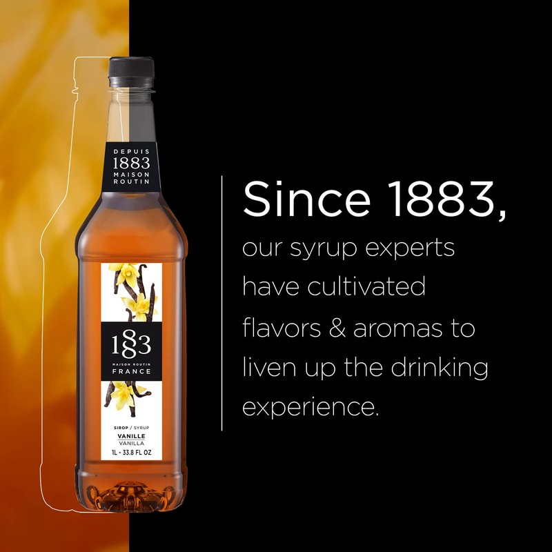 1883 Coffee Syrup, Vanilla Syrup for Drinks, Made in France,