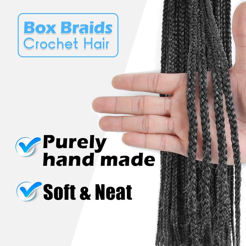 Salt and Pepper Short Box Braid Crochet Hair for Black