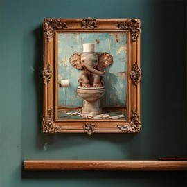 Elephant with Toilet Paper in The Bathroom Paint by Numbers Kit for Adults, Modern Aesthetic Paint by Number on Canvas, Abstract Art Digital Oil Painting Kits Suitable for Home Decoration Gift 16x20in