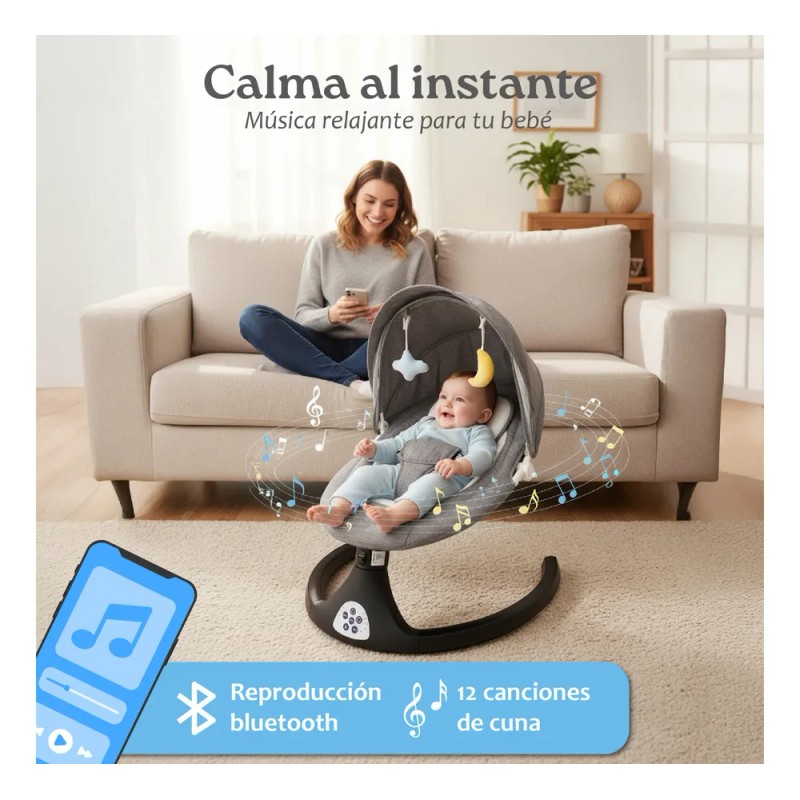 Silla Mecedora Bouncer Eléctrica con Música y Mosquitera Columpio Cómodo