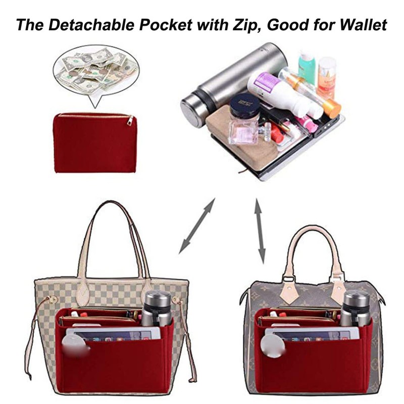 YXBQueen Handbag Organiser Bag Organiser with Compartments Purse Insert Bag