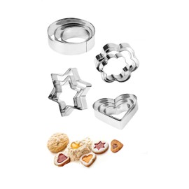 Honwor Stainless Steel Cookie Cutter Set - Round, Heart, Flower, Star Shapes - Baking Molds for Delightful Treats - 12 Mini Cutters for Creative Baking Adventures