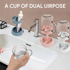 Toothbrush Holder with Cup/Cover Contains 3 Slots, Adjustable Height Toothbrush Stand Compatible with Toothpaste Electric Toothbrushes and Conventional Toothbrushes White