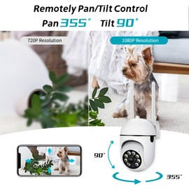 1080P Security Camera Wired, 2.4G/5G WiFi Home Surveillance Cam with 360° Pan/Tilt, Color Night Vision, Motion Detection, 2-Way Audio, SD/Cloud Storage