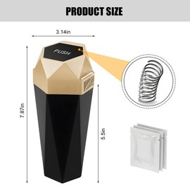 FALVFUN Car Trash Can with Lid, Mini Leakproof Fragrance Vehicle Cup Holder Garbage Bin for Console Door, Small Portable Auto Interior Dustbin Organizer Accessories, Universal Fit (Gold)