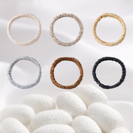 6PCS 19 Momme Mulberry Silk Hair Tie,100% Pure Silk Hair Scrunchie Worn on Trip, Party, Daily Life and Other Occasions, Suitable for Giving Yourself, Family and Friends Hair Accessorie(Combination 3)