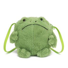 Kawaii Frog Purse for Women, Cute Lolita Stuffed Animal Bag Plush Novelty Purse, Soft Fluffy Frog Crossbody Bags